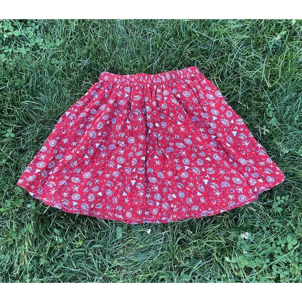 Abercrombie &‎ Fitch Red Floral Mini Skater Skirt Women's Small Boho Viscose